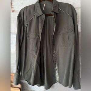 FP Olive green button down shirt